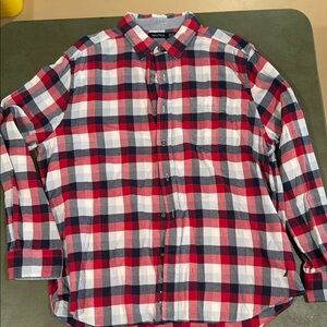 Nautica Red and Blue Casual Button Down Shirt